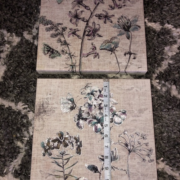 Floral And Butterfly Canvas Art 12” Square Set Of 2 - Picture 9 of 9